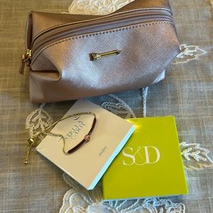 Stella & Dot Burgundy and Gold Slider Bracelet with FREE Pink Pouch